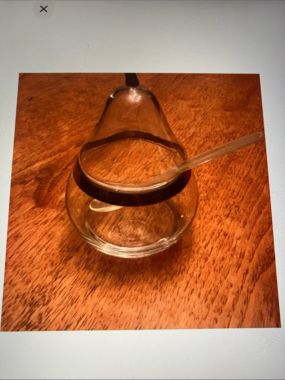 Glass Pear-Shaped Sugar Bowl with Spoon - Clear